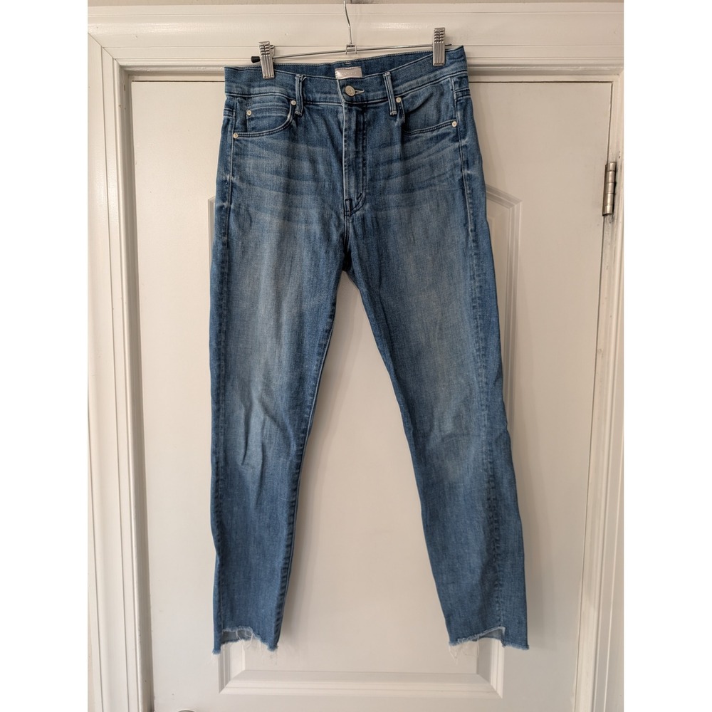 Mother Stunner Zip Ankle Step Fray Jeans 28 Blue High Rise Skinny modern